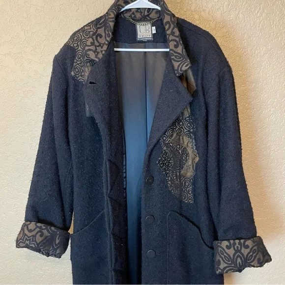CB Wraps by Chadwicks Vintage Long Wool Wearable Art Maxi Coat Size M - Picture 16 of 16